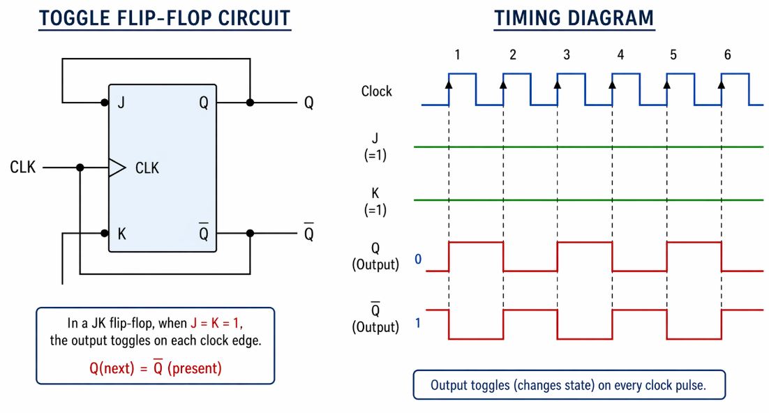 Toggle Flip-Flop Circuit and Timing Diagram